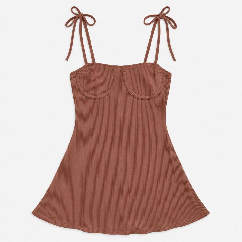 Reclaimed Vintage Inspired Chocolate Brown Mini Corset Dress 🤎  Bust Seam Corse